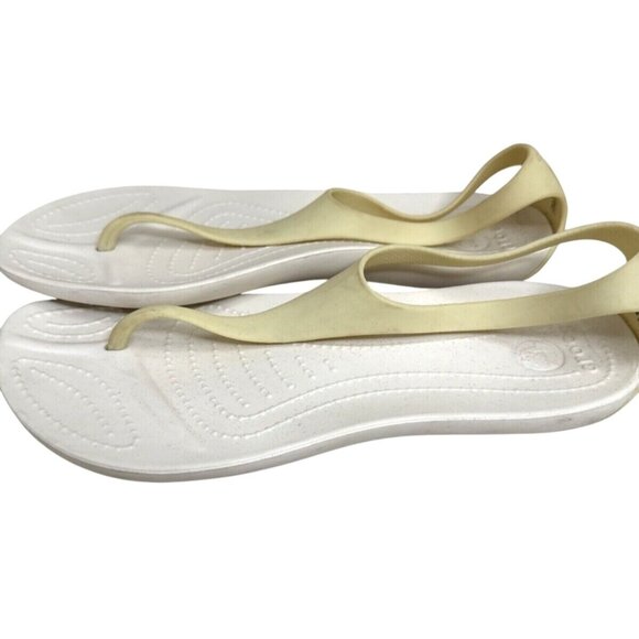 Crocs Womens Size 7 Beige & White Water Sandals - Picture 5 of 7